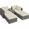 TECTAKE Rattan Lounge Mit Aluminiumgestell San Domino – Gartenlounge, Terrassenmöbel, Rattan Lounge – Grau 17