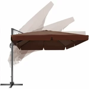 TECTAKE Sonnenschirm Ampelschirm 424cm Mit Fußpedal – Ampelschirm, Sonnenschutz, Gartenschirm – Braun 9