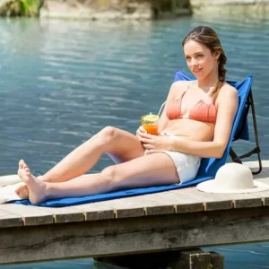 TECTAKE 2 Strandmatten Mit Verstellbaren Lehnen – Strandmatten Mit Lehne, Campingmatten Mit Rückenlehne, Strandmatratzen – Blau 11