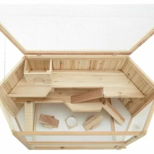 TECTAKE Hamsterkäfig Aus Holz 115x60x58cm – Nagerkäfig, Kleintierkäfig, Kleintierstall 11