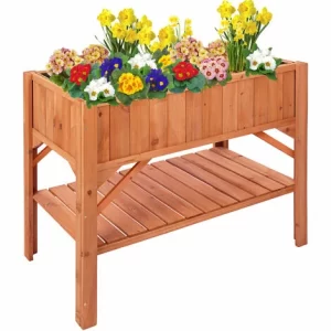TECTAKE Hochbeet Mit Ablage 119x53x90cm – Frühbeet, Pflanzkasten, Pflanzenbeet 9