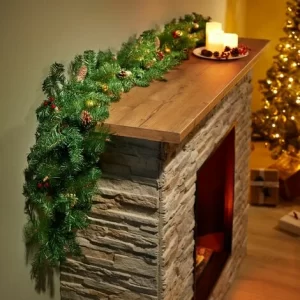 TECTAKE Weihnachtsgirlande Naturgetreu Mit Tannenzapfen 2,7m – Tannengirlande, Tannenbaumschmuck, Christbaumschmuck 7