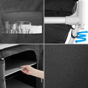 TECTAKE Campingküche 97×47,5x78cm – Outdoorküche, Campingschrank, Campingausstattung – Schwarz 13