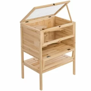TECTAKE Kleintierkäfig Aus Holz 60x40x80cm – Hamsterkäfig, Käfig, Mäusekäfig 11