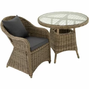 TECTAKE 2 Rattansessel Mit Aluminiumgestell Inkl. Sitzkissen Und Rückenkissen – Rattanstuhl, Gartensessel, Gartenstuhl – Natur 11