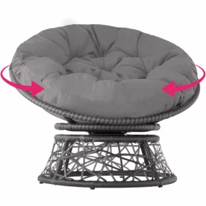 TECTAKE Rattansessel Gargano Drehbar – Rattansessel, Drehsessel, Rundsessel – Grau 13