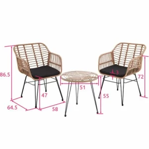 TECTAKE Rattan-Sitzgruppe Molfetta 2+1 – Rattan-Sitzgruppe, Rattanset, Geflechtsessel – Natur 11