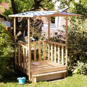 TECTAKE Sandkasten Und Spielveranda Mit Dach 106x105x137cm – Sandkiste, Buddelkasten, Holzsandkasten – Blau 9