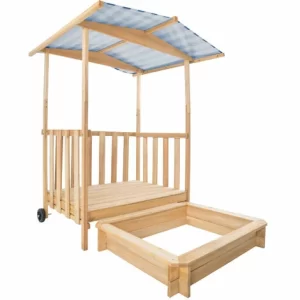 TECTAKE Sandkasten Und Spielveranda Mit Dach 106x105x137cm – Sandkiste, Buddelkasten, Holzsandkasten – Blau 13