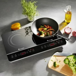 TECTAKE Induktionskochplatte Doppelt 3400W – Mobile Induktionskochplatten, Doppel-Induktionskochfeld, Induktionsplatten 9