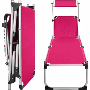 TECTAKE Sonnenliege Aurelie Aus Aluminium, 6-stufig – Strandliege, Beachliege, Sonnenliege – Pink 13