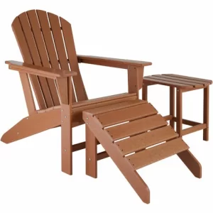 TECTAKE 2er Set Gartenstuhl Mit Fußablage Im Adirondack-Design – Adirondack-Gartenstuhl-Set, Balkonstuhl-Set, Terrassenstuhl-Set – Braun 11