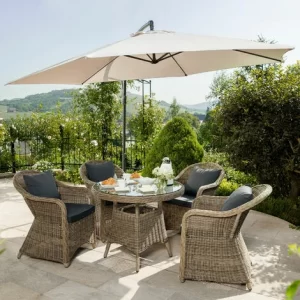 TECTAKE Aluminium Rattan Sitzgruppe Zürich 2+1 – Gartenlounge, Terrassenmöbel, Rattan Lounge – Natur 9