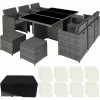 TECTAKE Aluminium Rattan Sitzgruppe New York 6+4+1 Mit Schutzhülle – Gartenlounge, Terrassenmöbel, Rattan Lounge – Grau 19
