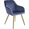 TECTAKE Stuhl Marilyn Samtoptik, Goldene Stuhlbeine – Stuhl, Esszimmerstuhl, Wohnzimmerstuhl – Blau/gold 19