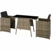 TECTAKE Rattan Sitzgruppe Lausanne 2+1 – Gartenlounge, Terrassenmöbel, Rattan Lounge – Natur 17
