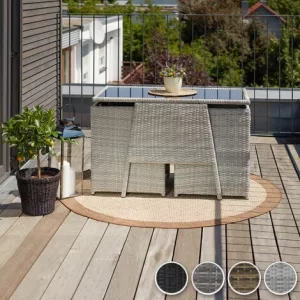 TECTAKE Rattan Sitzgruppe Lausanne 2+1 – Gartenlounge, Terrassenmöbel, Rattan Lounge – Natur 11