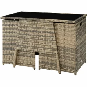 TECTAKE Rattan Sitzgruppe Lausanne 2+1 – Gartenlounge, Terrassenmöbel, Rattan Lounge – Natur 13