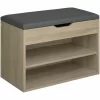 TECTAKE Schuhbank Jasmina Mit Sitzpolster 60x30x43,5cm – Schuhregal, Sitzbank, Sitztruhe – Holzdekor 19