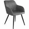 TECTAKE Stuhl Marilyn Stoff, Schwarze Stuhlbeine – Stuhl, Esszimmerstuhl, Wohnzimmerstuhl – Grau/schwarz 19