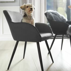 TECTAKE Stuhl Marilyn Stoff, Schwarze Stuhlbeine – Stuhl, Esszimmerstuhl, Wohnzimmerstuhl – Grau/schwarz 11