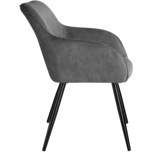 TECTAKE Stuhl Marilyn Stoff, Schwarze Stuhlbeine – Stuhl, Esszimmerstuhl, Wohnzimmerstuhl – Grau/schwarz 13
