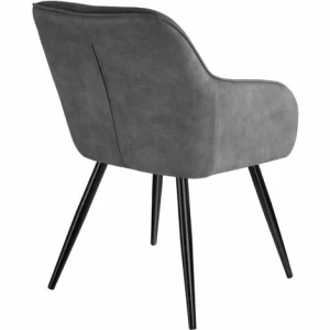 TECTAKE Stuhl Marilyn Stoff, Schwarze Stuhlbeine – Stuhl, Esszimmerstuhl, Wohnzimmerstuhl – Grau/schwarz 15