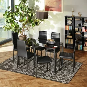 TECTAKE 8 Esszimmerstühle Kunstleder – Küchenstuhl, Freischwinger, Armlehnstuhl – Beige 9