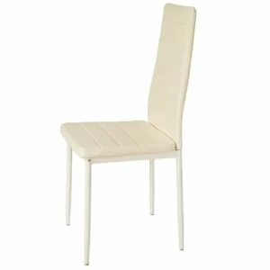 TECTAKE 8 Esszimmerstühle Kunstleder – Küchenstuhl, Freischwinger, Armlehnstuhl – Beige 13