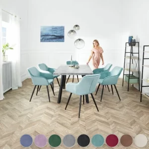 TECTAKE 2er Set Stuhl Marilyn Samtoptik, Schwarze Stuhlbeine – Stuhl, Esszimmerstuhl, Wohnzimmerstuhl – Bordeaux/schwarz 9
