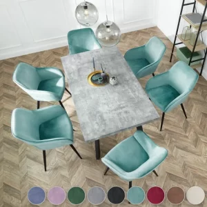 TECTAKE 2er Set Stuhl Marilyn Samtoptik, Schwarze Stuhlbeine – Stuhl, Esszimmerstuhl, Wohnzimmerstuhl – Bordeaux/schwarz 11