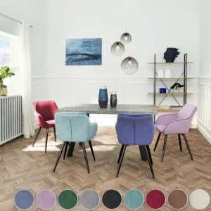 TECTAKE 2er Set Stuhl Marilyn Samtoptik, Schwarze Stuhlbeine – Stuhl, Esszimmerstuhl, Wohnzimmerstuhl – Bordeaux/schwarz 13