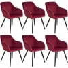 TECTAKE 6er Set Stuhl Marilyn Samtoptik, Schwarze Stuhlbeine – Stuhl, Esszimmerstuhl, Wohnzimmerstuhl – Bordeaux/schwarz 19