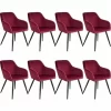 TECTAKE 8er Set Stuhl Marilyn Samtoptik, Schwarze Stuhlbeine – Stuhl, Esszimmerstuhl, Wohnzimmerstuhl – Bordeaux/schwarz 17