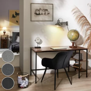 TECTAKE 4er Set Stuhl Marilyn Leinenoptik, Schwarze Stuhlbeine – Esszimmerstuhl, Wohnzimmerstuhl, Küchenstuhl – Schwarz 11