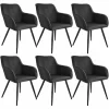 TECTAKE 6er Set Stuhl Marilyn Leinenoptik, Schwarze Stuhlbeine – Esszimmerstuhl, Wohnzimmerstuhl, Küchenstuhl – Schwarz 19