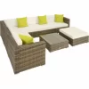 TECTAKE Rattan Lounge Mit Aluminiumgestell Marbella – Gartenlounge, Terrassenmöbel, Rattan Lounge – Natur 17