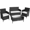 TECTAKE Rattan Sitzgruppe Madeira 3+1 – Gartenlounge, Terrassenmöbel, Rattan Lounge – Schwarz 19