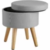 TECTAKE Sitzhocker Yumi Gepolstert In Leinenoptik 150kg Mit Stauraum – Gepolsterter Sitzhocker In Leinenoptik, Hocker, Möbel – Hellgrau 17
