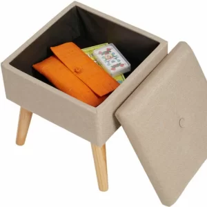 TECTAKE Sitzhocker Elva Gepolstert In Leinenoptik 300kg Mit Stauraum – Sitzhocker Gepolstert In Leinenoptik, Hocker, Möbel – Sand 13