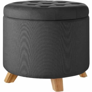 TECTAKE Sitzhocker Suna In Leinenoptik 150kg Mit Stauraum – Hocker, Möbel, Aufbewahrungsfußhocker – Dunkelgrau 11