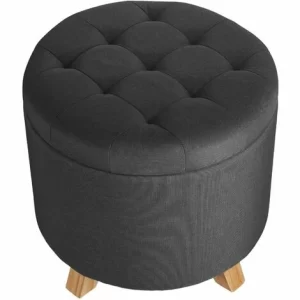 TECTAKE Sitzhocker Suna In Leinenoptik 150kg Mit Stauraum – Hocker, Möbel, Aufbewahrungsfußhocker – Dunkelgrau 13