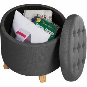 TECTAKE Sitzhocker Suna In Leinenoptik 150kg Mit Stauraum – Hocker, Möbel, Aufbewahrungsfußhocker – Dunkelgrau 15