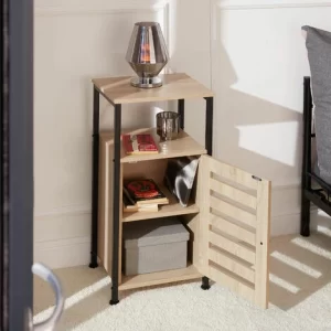 TECTAKE Beistellschrank Durham 38,5×31,5x81cm – Nachttisch, Nachtschrank, Schlafzimmerschrank – Industrial Dunkelbraun 11