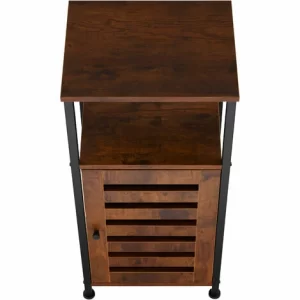 TECTAKE Beistellschrank Durham 38,5×31,5x81cm – Nachttisch, Nachtschrank, Schlafzimmerschrank – Industrial Dunkelbraun 13
