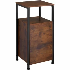 TECTAKE Beistellschrank Durham 38,5×31,5x81cm – Nachttisch, Nachtschrank, Schlafzimmerschrank – Industrial Dunkelbraun 15