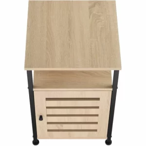 TECTAKE Beistellschrank Cork 40,5×40,5×60,5cm – Nachttisch, Nachtschrank, Schlafzimmerschrank – Industrial Holz Hell, Eiche Sonoma 13