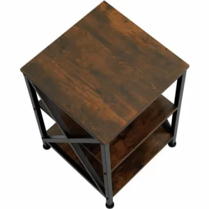 TECTAKE Beistelltisch Nottingham 40,5×40,5×60,5cm – Beistelltisch Industrial Style, Couchtisch, Sofatisch – Industrial Dunkelbraun 11