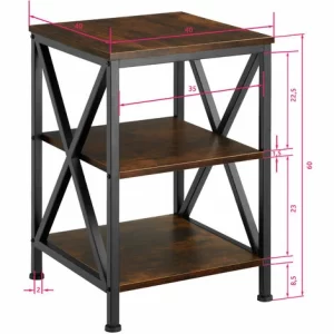 TECTAKE Beistelltisch Nottingham 40,5×40,5×60,5cm – Beistelltisch Industrial Style, Couchtisch, Sofatisch – Industrial Dunkelbraun 15