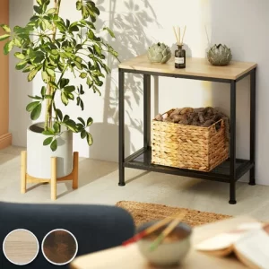 TECTAKE Beistelltisch Filton 60×30,5×60,5cm – Konsole, Flurtisch, Sideboard – Industrial Dunkelbraun 9
